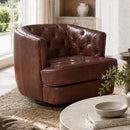 Churchill Vintage Leather Swivel Chair-Dovetailed &amp; Doublestitched