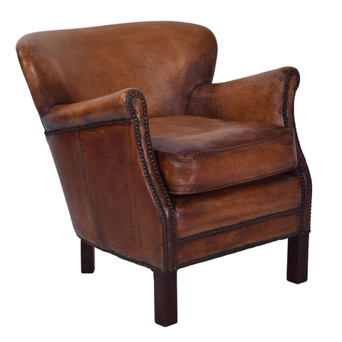 Clarence Professor Antique Leather Armchair