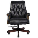 Columbus Black Leather Chesterfield Desk Chair-Dovetailed &amp; Doublestitched