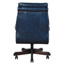 Columbus Blue Leather Chesterfield Desk Chair-Dovetailed &amp; Doublestitched