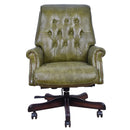 Columbus British Green Leather Chesterfield Desk Chair-Dovetailed &amp; Doublestitched