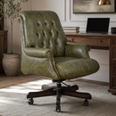 Columbus British Green Leather Chesterfield Desk Chair-Dovetailed &amp; Doublestitched