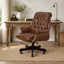 Columbus Vintage Leather Chesterfield Desk Chair-Dovetailed &amp; Doublestitched