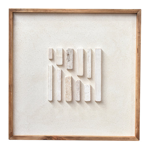 Column Timber Wall Art 62x62 - White on White