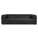 County Tufted Black Leather 3 Seat Sofa-Dovetailed &amp; Doublestitched