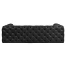 County Tufted Black Leather 3 Seat Sofa-Dovetailed &amp; Doublestitched