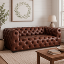 County Tufted Vintage Leather 2 Seat Sofa-Dovetailed &amp; Doublestitched