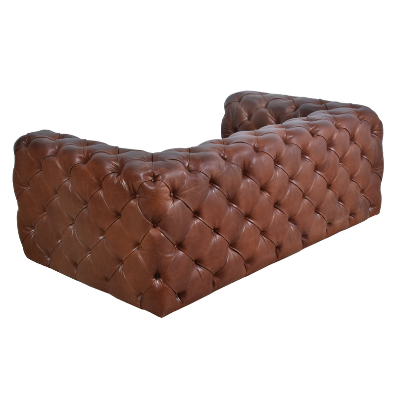 County Tufted Vintage Leather 2 Seat Sofa-Dovetailed &amp; Doublestitched