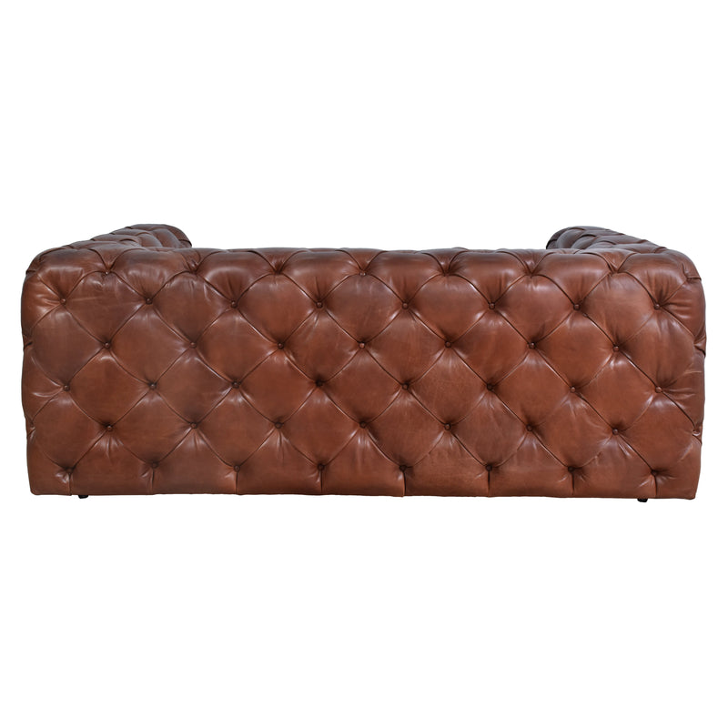 County Tufted Vintage Leather 2 Seat Sofa-Dovetailed &amp; Doublestitched