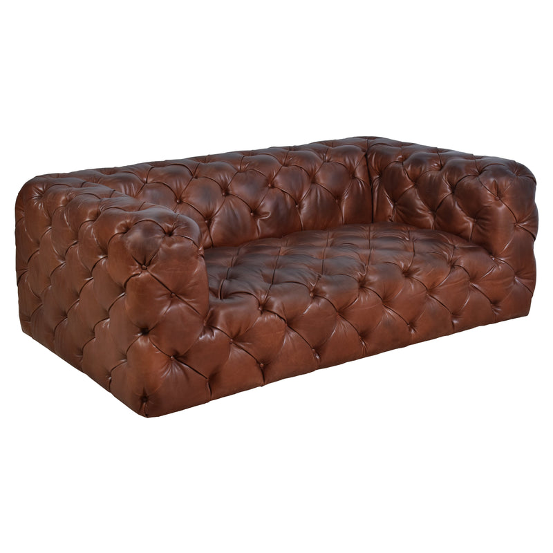 County Tufted Vintage Leather 2 Seat Sofa-Dovetailed &amp; Doublestitched