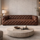 County Tufted Vintage Leather 3 Seat Sofa-Dovetailed &amp; Doublestitched