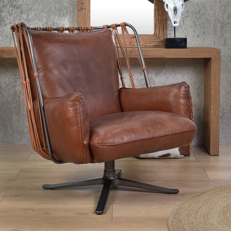 Coventry Vintage Leather Swivel Chair-Dovetailed &amp; Doublestitched