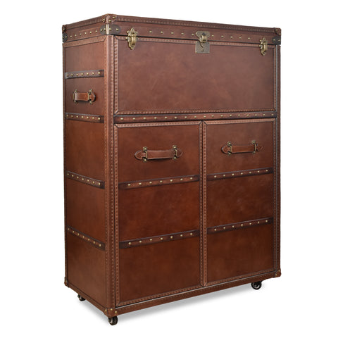 Callahan Vintage Leather Bar Cart