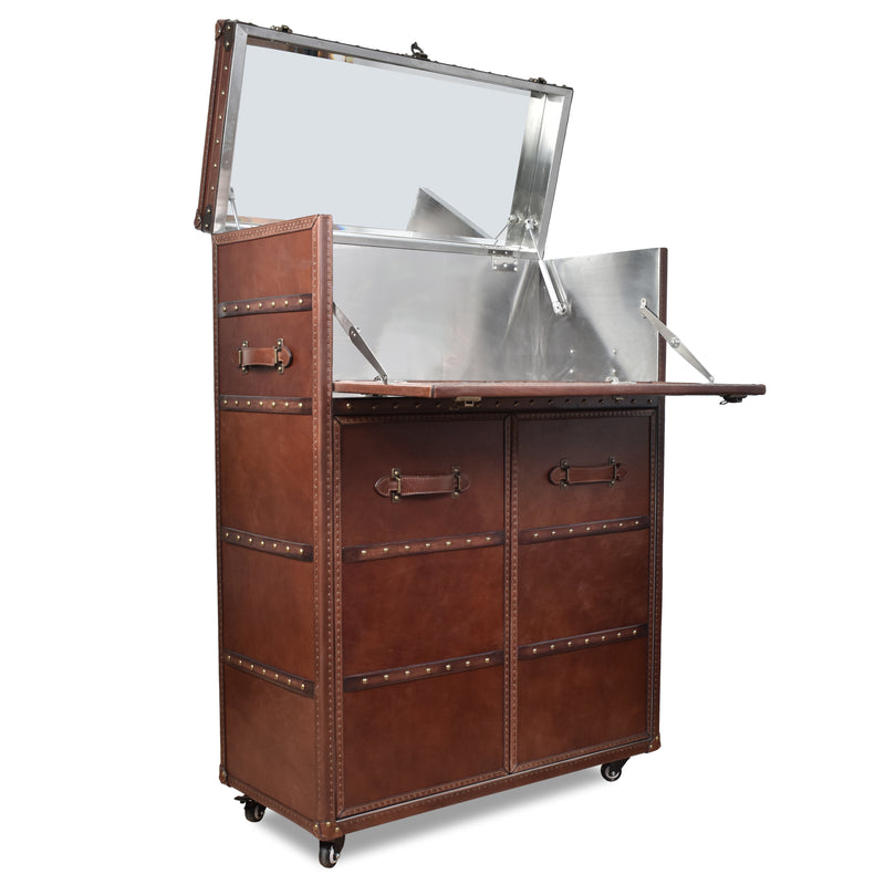 Callahan Vintage Leather Bar Cart
