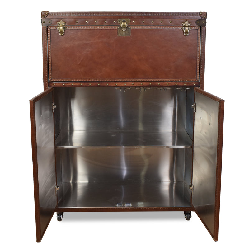 Callahan Vintage Leather Bar Cart