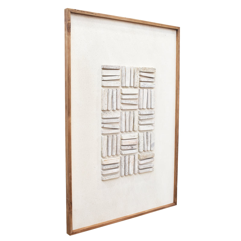 Stacked Timber Wall Art 82x122 - White on White