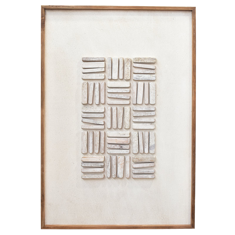 Stacked Timber Wall Art 82x122 - White on White