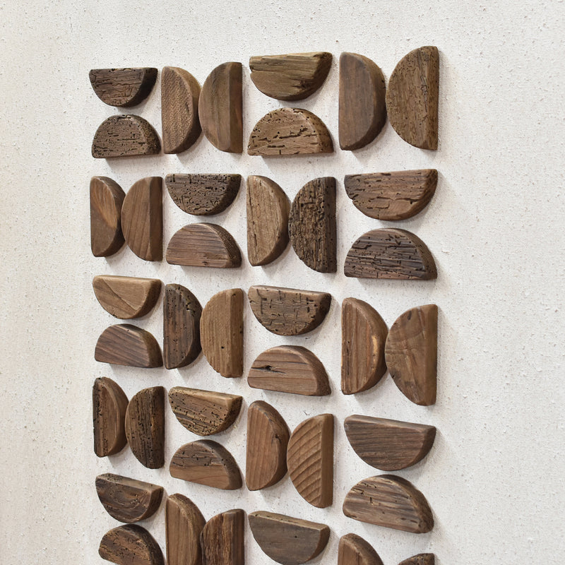 Flipped Timber Wall Art 82x122 - Brown on White