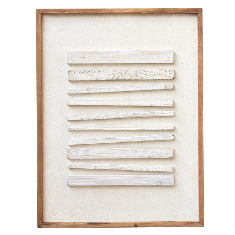 Leveled Timber Wall Art 62x82 - White on White