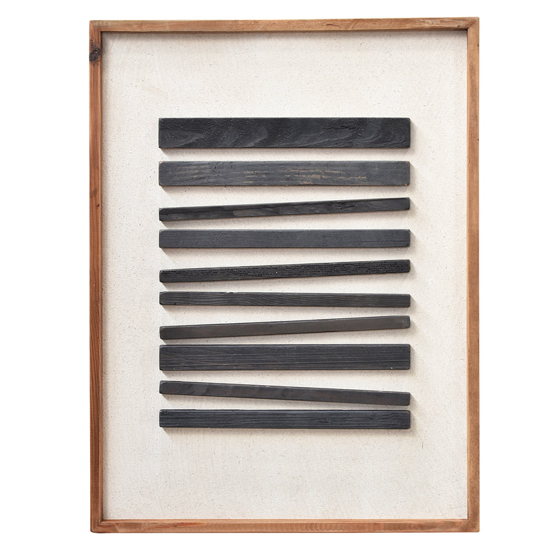 Leveled Timber Wall Art 62x82 - Black on White