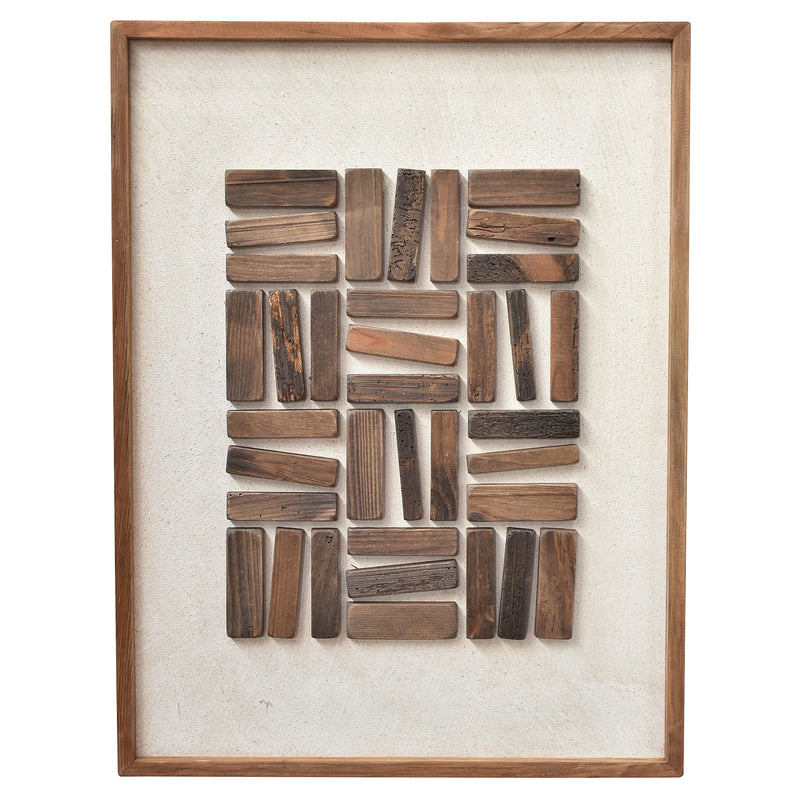 Stacked Timber Wall Art 62x82 - Brown on White