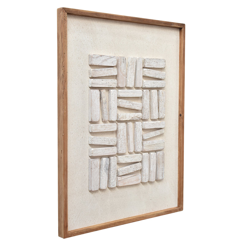 Stacked Timber Wall Art 62x82 - White on White