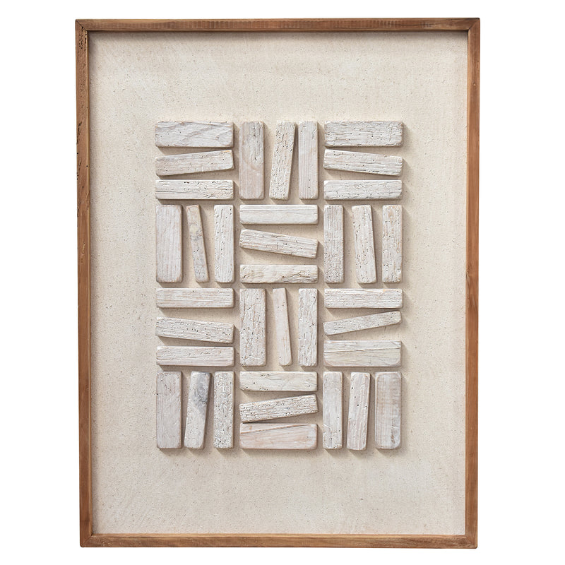 Stacked Timber Wall Art 62x82 - White on White