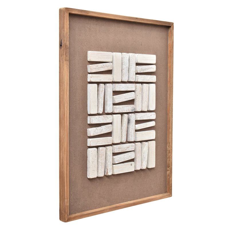 Stacked Timber Wall Art 62 x 82 - White on Brown