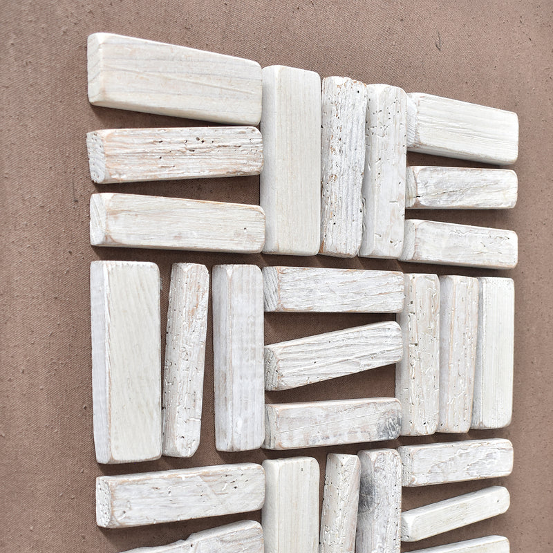 Stacked Timber Wall Art 62 x 82 - White on Brown