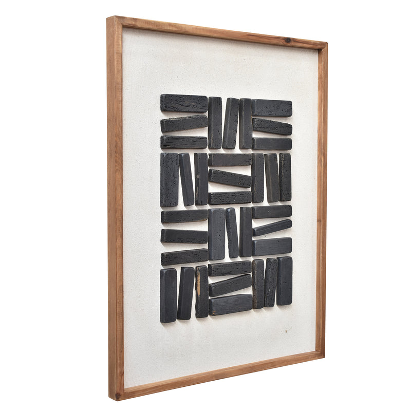 Stacked Timber Wall Art 62x82 - Black on White