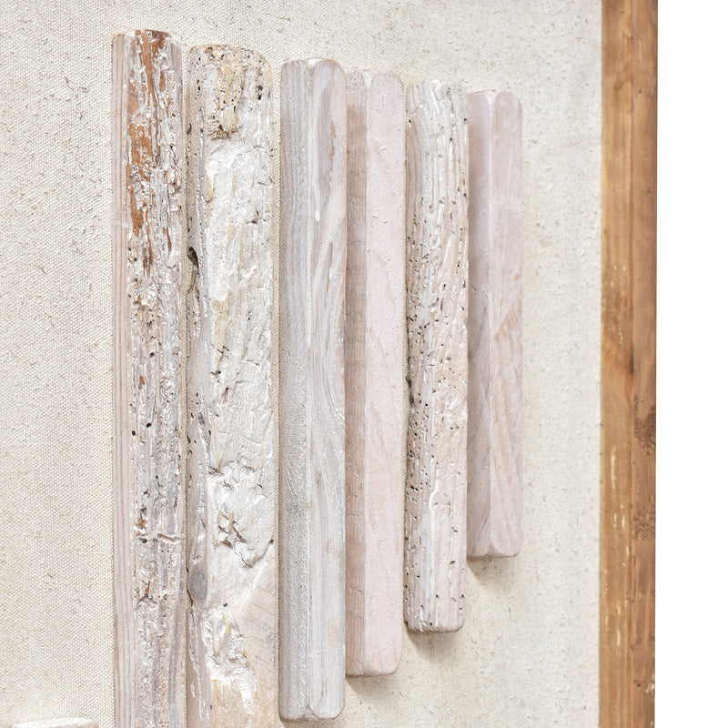 Downstream Timber Wall Art 62x62 - White on White