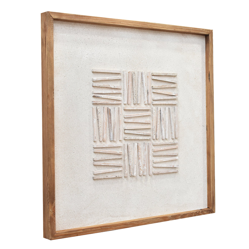 Stacked Timber Wall Art 62x62 - White on White