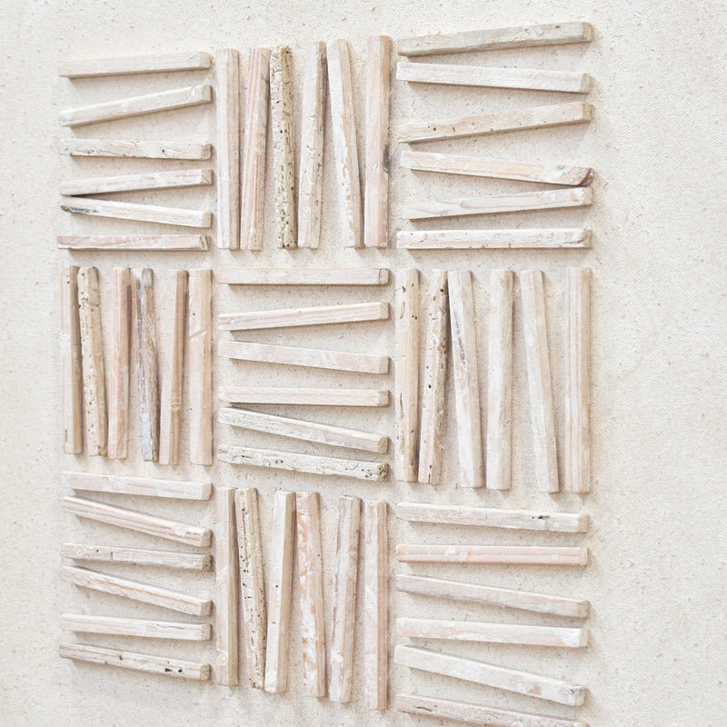 Stacked Timber Wall Art 62x62 - White on White