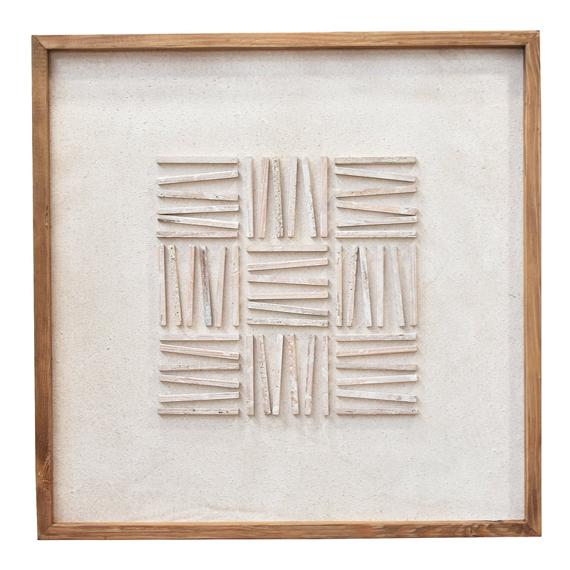 Stacked Timber Wall Art 62x62 - White on White