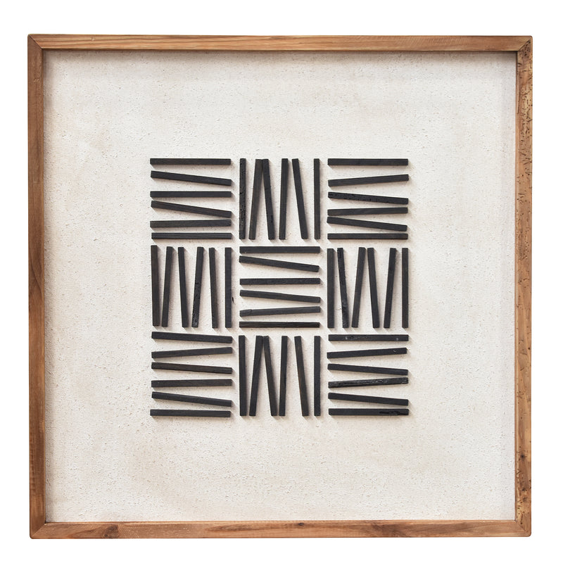 Stacked Timber Wall Art 62x62 - Black on White