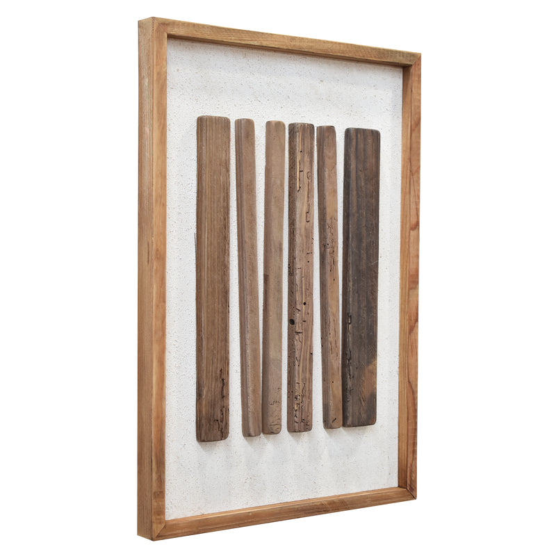 Vertical Timber Wall Art 42x62 - Brown on White