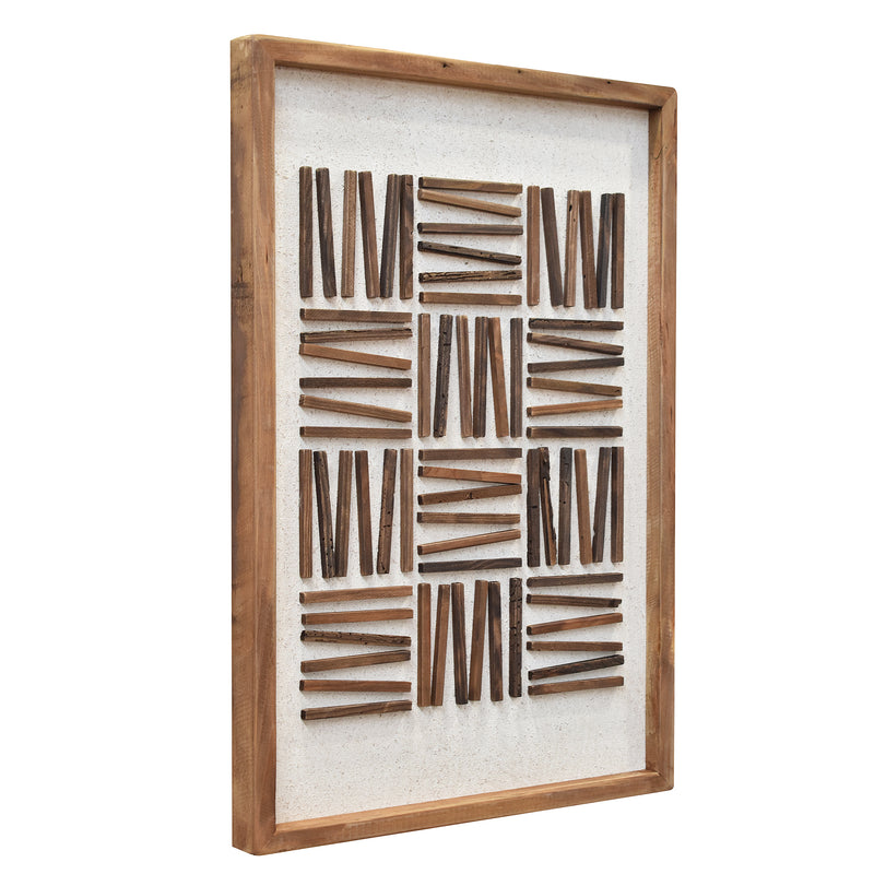 Stacked Timber Wall Art 42x62 - Brown on White