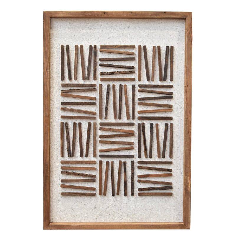 Stacked Timber Wall Art 42x62 - Brown on White