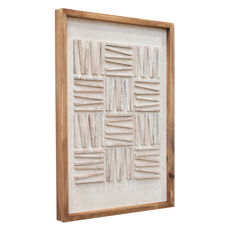 Stacked Timber Wall Art 42x62 - White on White