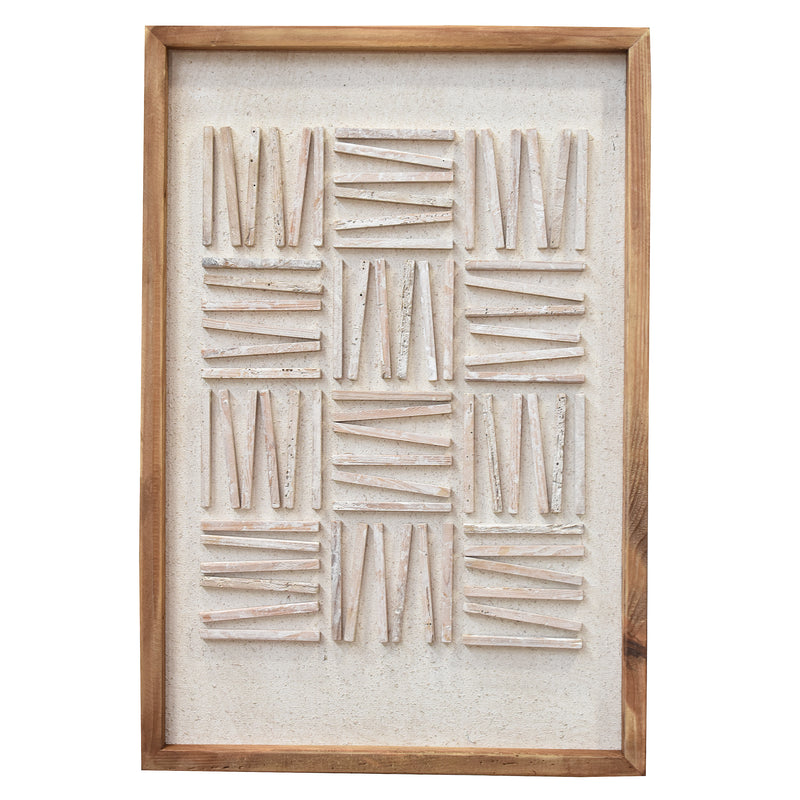 Stacked Timber Wall Art 42x62 - White on White