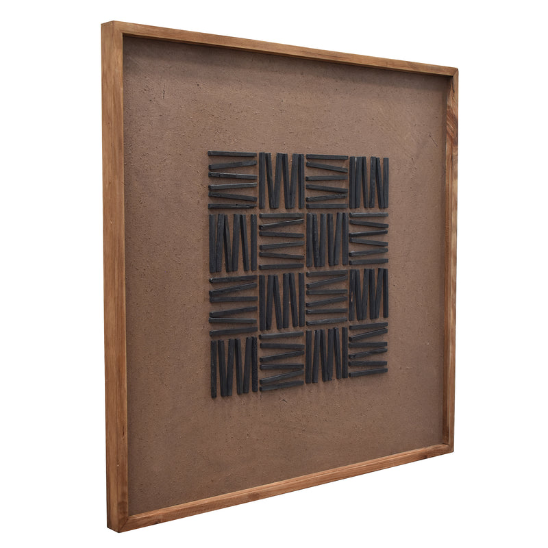 Stacked Timber Wall Art 82x82 - Black on Brown