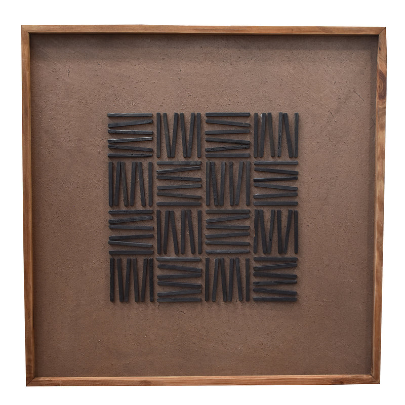 Stacked Timber Wall Art 82x82 - Black on Brown