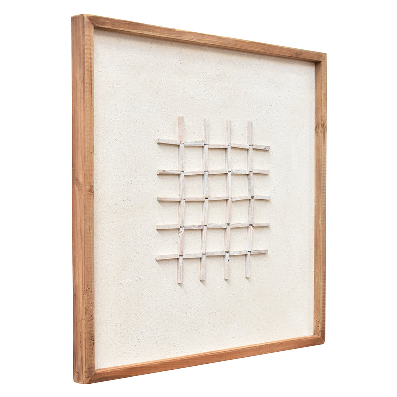 Hash Timber Wall Art 62x62 - White on White