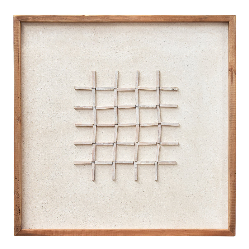 Hash Timber Wall Art 62x62 - White on White