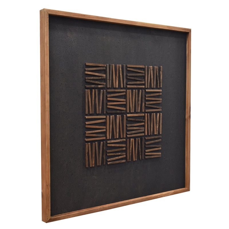 Stacked Timber Wall Art 82x82 - Brown on Black