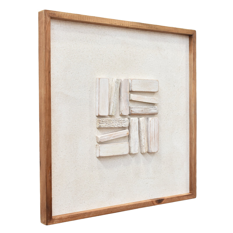 Staggered Timber Wall Art 62x62 - White on White