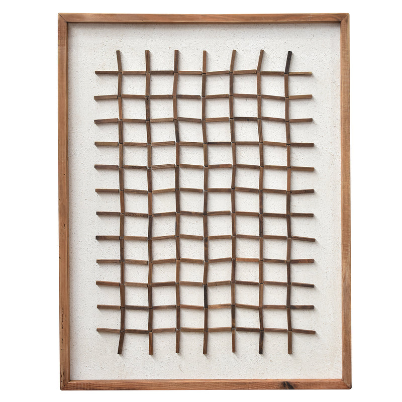 Hash Timber Wall Art 62x82 - Brown on White