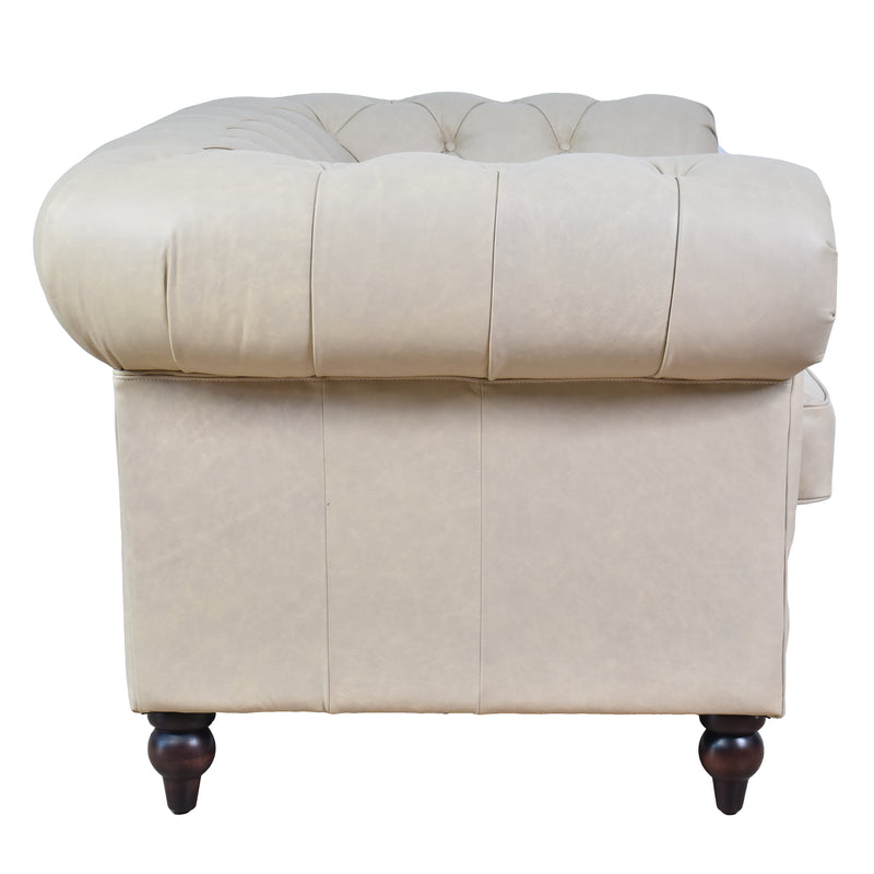 Windsor 2 Seater Sand White Leather Chesterfield Sofa