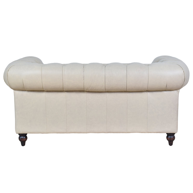 Windsor 2 Seater Sand White Leather Chesterfield Sofa