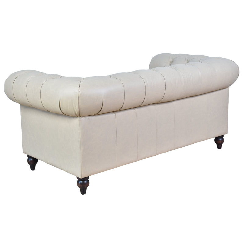 Windsor 2 Seater Sand White Leather Chesterfield Sofa